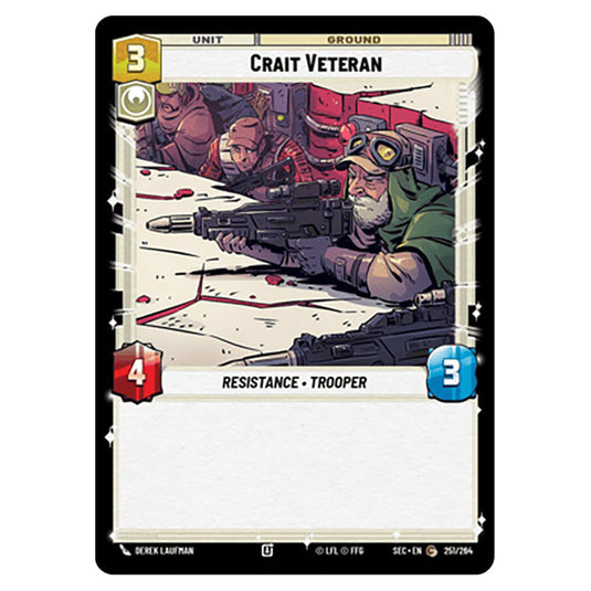 Crait Veteran card from the Star Wars Unlimited Set Secrets of Power