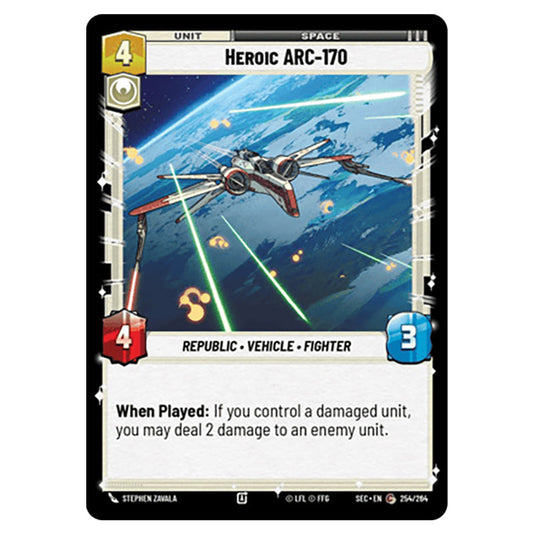 Heroic ARC-170 card from the Star Wars Unlimited Set Secrets of Power