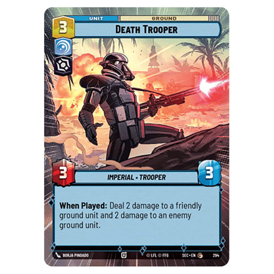 Death Trooper card from the Star Wars Unlimited Set Secrets of Power