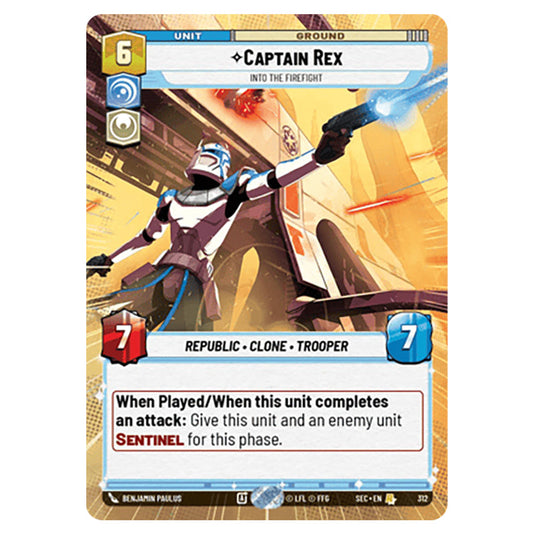 Captain Rex Into the Firefight card from the Star Wars Unlimited Set Secrets of Power