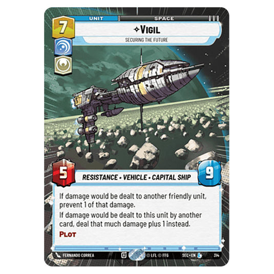 Vigil Securing the Future card from the Star Wars Unlimited Set Secrets of Power