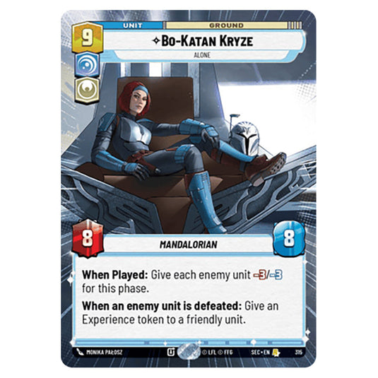 Bo-Katan Kryze Alone card from the Star Wars Unlimited Set Secrets of Power