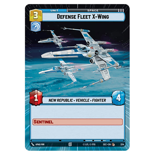 Defense Fleet X-Wing card from the Star Wars Unlimited Set Secrets of Power