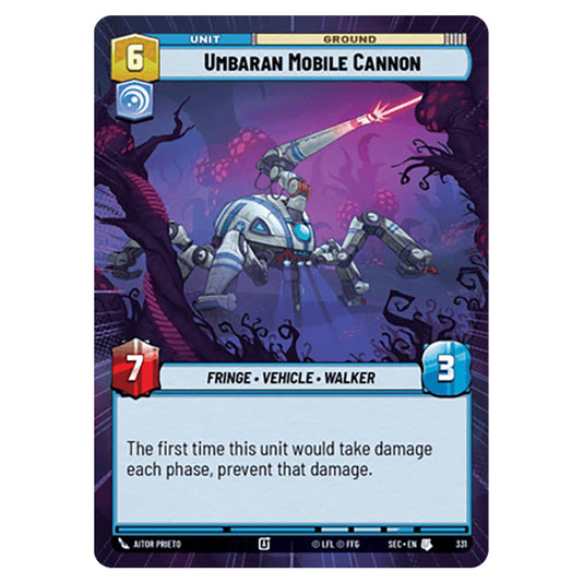 Umbaran Mobile Cannon card from the Star Wars Unlimited Set Secrets of Power