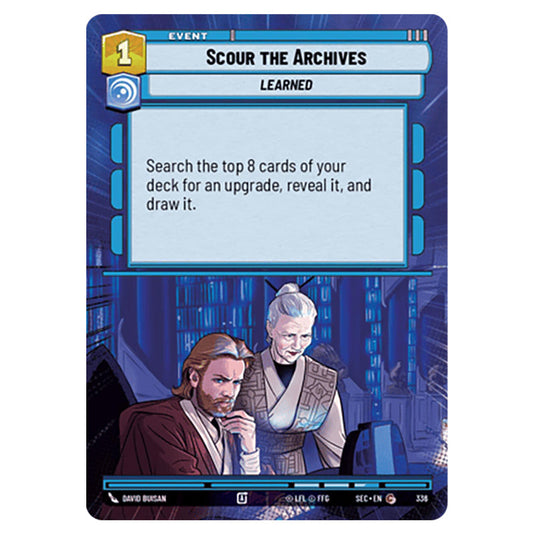 Scour the Archives card from the Star Wars Unlimited Set Secrets of Power