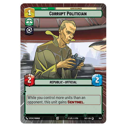 Corrupt Politician card from the Star Wars Unlimited Set Secrets of Power
