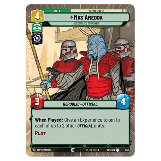 Mas Amedda Accomplice to Power card from the Star Wars Unlimited Set Secrets of Power