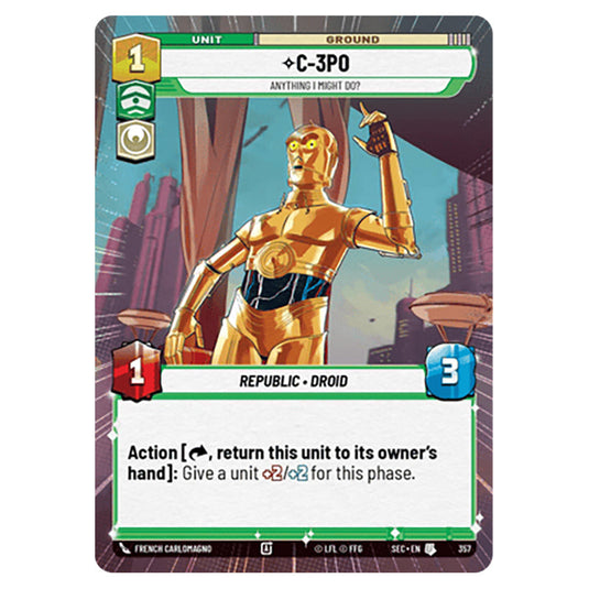 C-3POAnything I Might Do? card from the Star Wars Unlimited Set Secrets of Power
