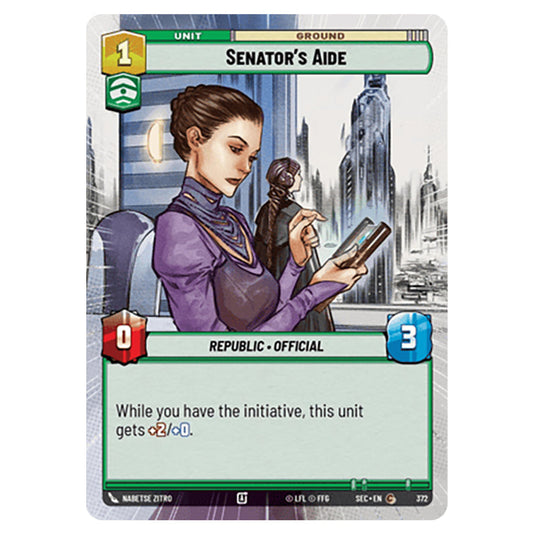 Senator's Aide card from the Star Wars Unlimited Set Secrets of Power