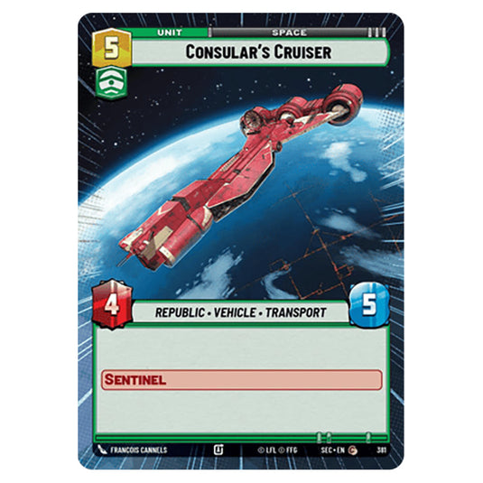 Consular's Cruiser card from the Star Wars Unlimited Set Secrets of Power