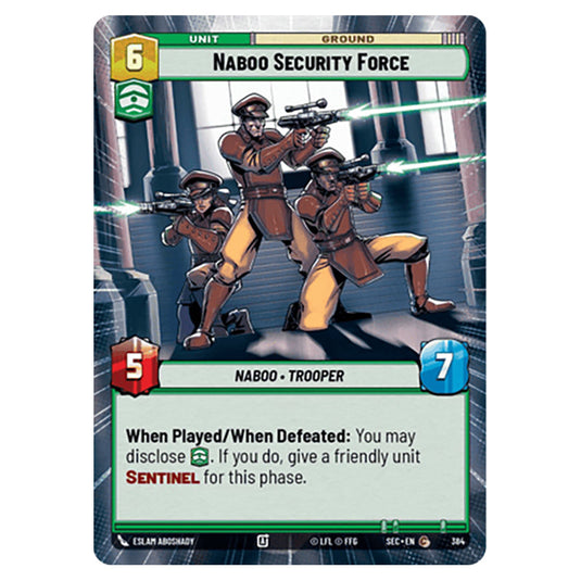 Naboo Security Force card from the Star Wars Unlimited Set Secrets of Power