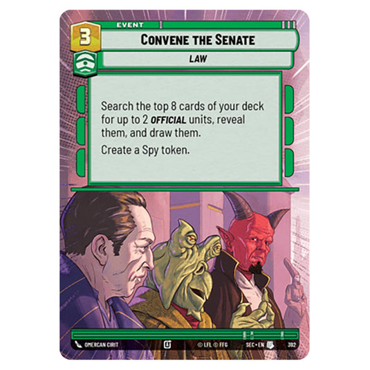 Convene the Senate card from the Star Wars Unlimited Set Secrets of Power