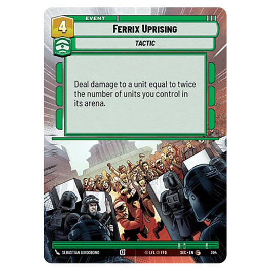 Ferrix Uprising card from the Star Wars Unlimited Set Secrets of Power