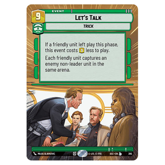 Let's Talk card from the Star Wars Unlimited Set Secrets of Power
