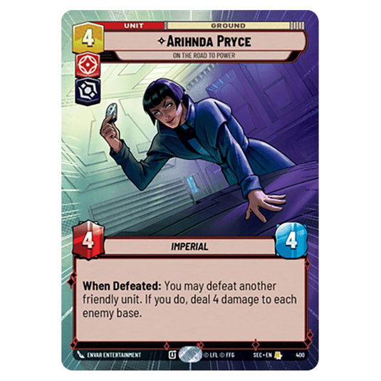 Arihnda Pryce On the Road to Power card from the Star Wars Unlimited Set Secrets of Power