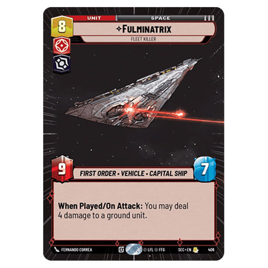 Fulminatrix Fleet Killer card from the Star Wars Unlimited Set Secrets of Power