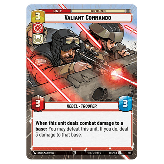 Valiant Commando card from the Star Wars Unlimited Set Secrets of Power