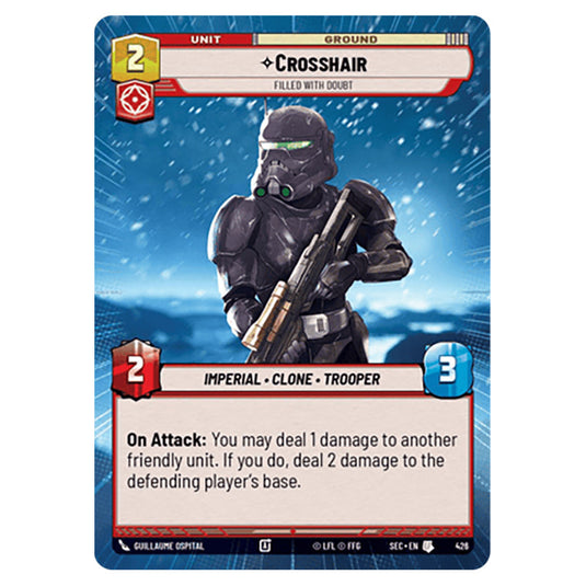 Crosshair Filled With Doubt card from the Star Wars Unlimited Set Secrets of Power