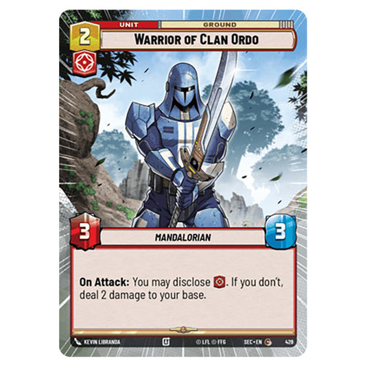 Warrior of Clan Ordo card from the Star Wars Unlimited Set Secrets of Power