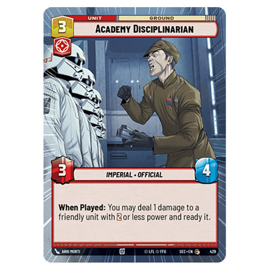 Academy Disciplinarian card from the Star Wars Unlimited Set Secrets of Power
