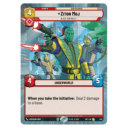 Ziton Moj Black Sun Bully card from the Star Wars Unlimited Set Secrets of Power