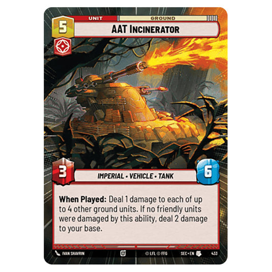AAT Incinerator card from the Star Wars Unlimited Set Secrets of Power