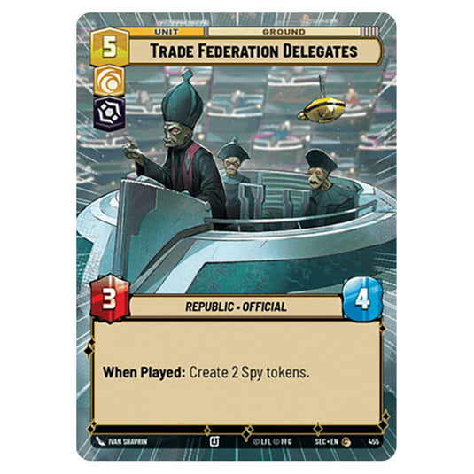 Trade Federation Delegates card from the Star Wars Unlimited Set Secrets of Power