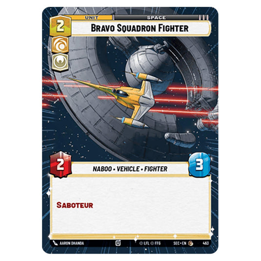 Bravo Squadron Fighter card from the Star Wars Unlimited Set Secrets of Power