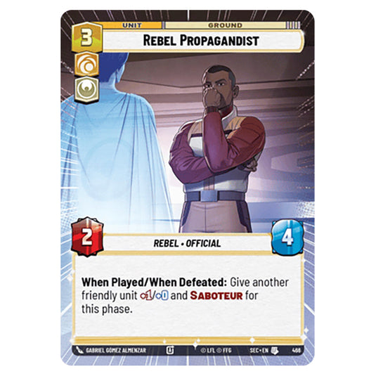 Rebel Propagandist card from the Star Wars Unlimited Set Secrets of Power