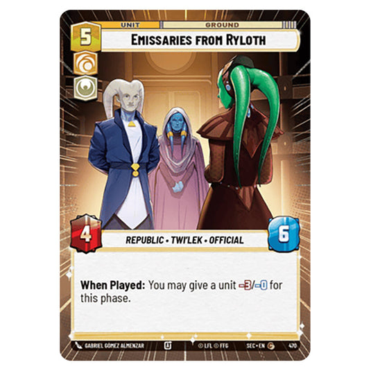 Emissaries from Ryloth card from the Star Wars Unlimited Set Secrets of Power