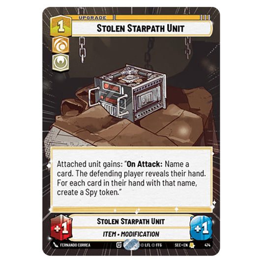 Stolen Starpath Unit card from the Star Wars Unlimited Set Secrets of Power