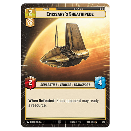 Emissary's Sheathipede card from the Star Wars Unlimited Set Secrets of Power