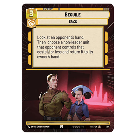 Beguile card from the Star Wars Unlimited Set Secrets of Power