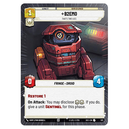 B2EMOThat's Two Lies card from the Star Wars Unlimited Set Secrets of Power