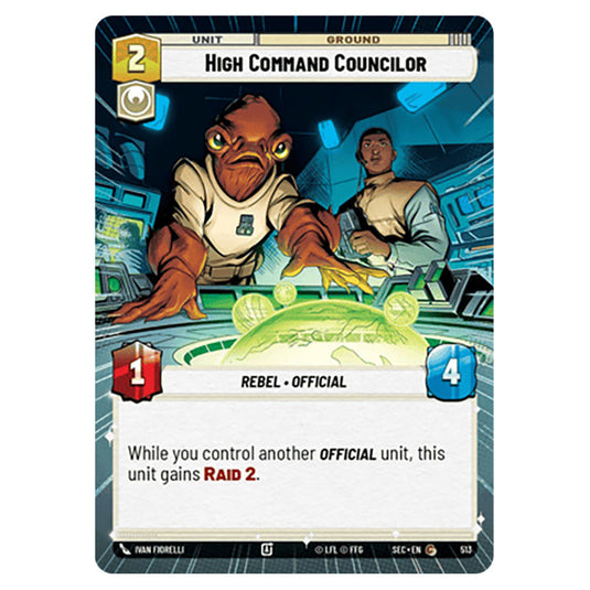 High Command Councilor card from the Star Wars Unlimited Set Secrets of Power