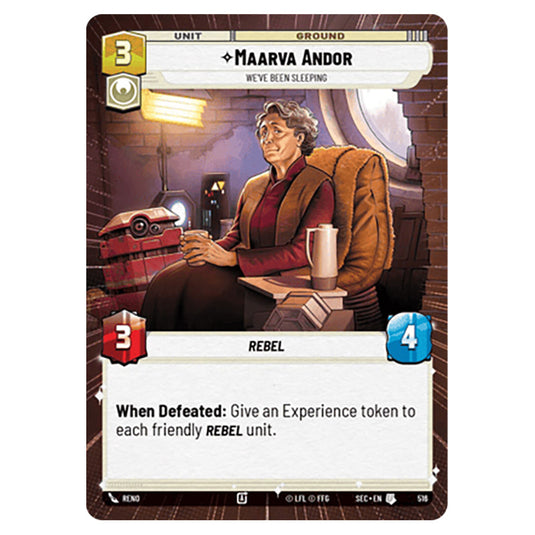 Maarva Andor We've Been Sleeping card from the Star Wars Unlimited Set Secrets of Power