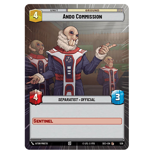 Ando Commission card from the Star Wars Unlimited Set Secrets of Power