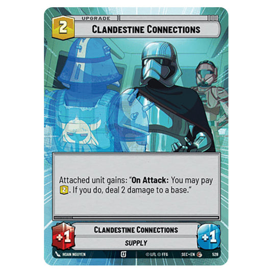 Clandestine Connections card from the Star Wars Unlimited Set Secrets of Power