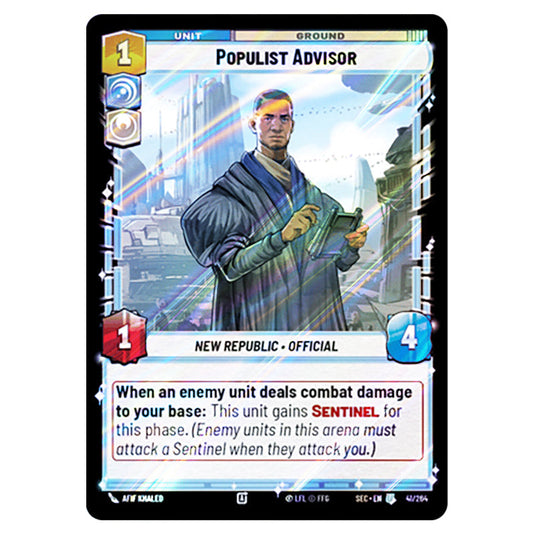 Populist Advisor card from the Star Wars Unlimited Set Secrets of Power