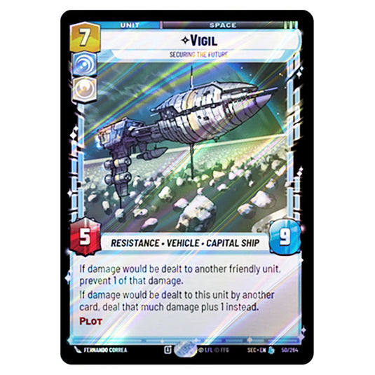 Vigil Securing the Future card from the Star Wars Unlimited Set Secrets of Power