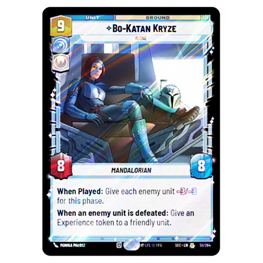 Bo-Katan Kryze Alone card from the Star Wars Unlimited Set Secrets of Power