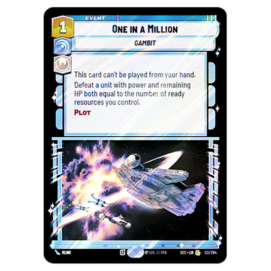 One in a Million card from the Star Wars Unlimited Set Secrets of Power