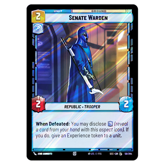 Senate Warden card from the Star Wars Unlimited Set Secrets of Power