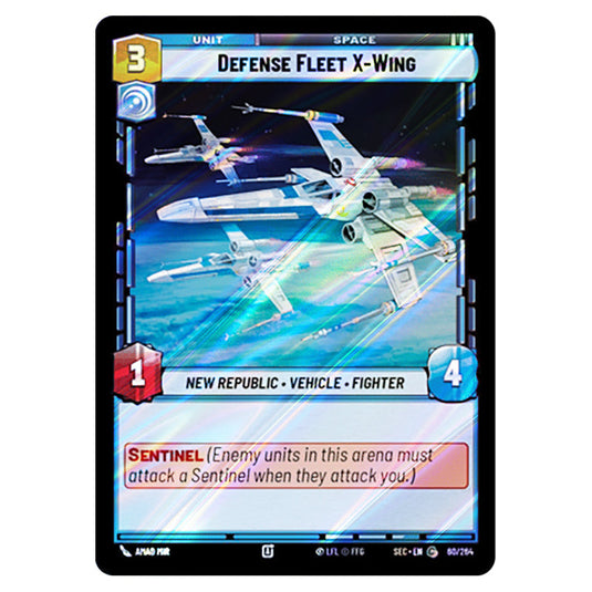 Defense Fleet X-Wing card from the Star Wars Unlimited Set Secrets of Power