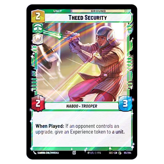 Theed Security card from the Star Wars Unlimited Set Secrets of Power