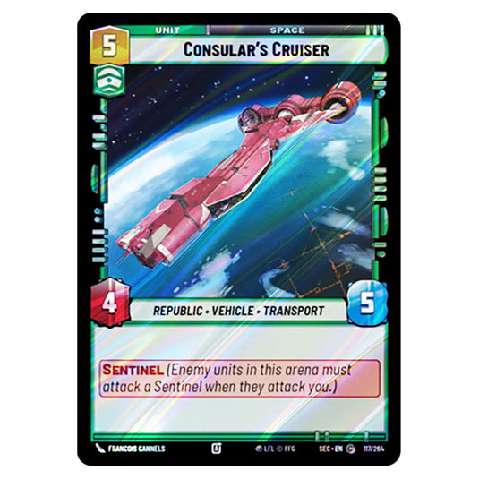 Consular's Cruiser card from the Star Wars Unlimited Set Secrets of Power