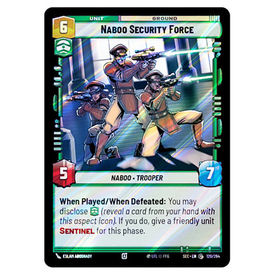 Naboo Security Force card from the Star Wars Unlimited Set Secrets of Power