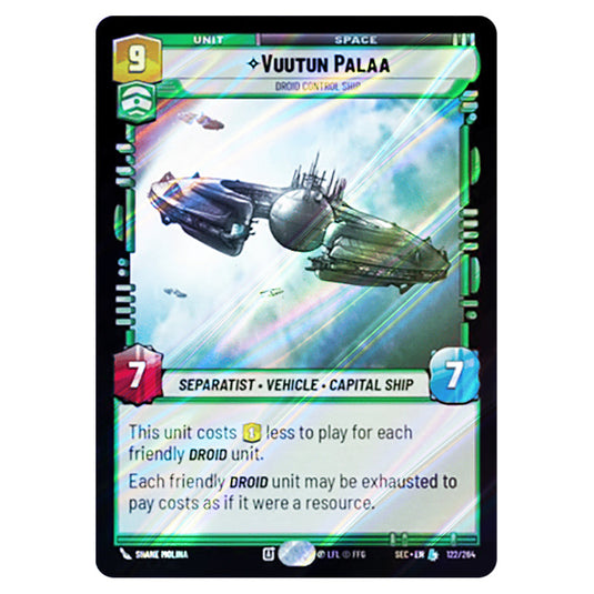 Vuutun Palaa Droid Control Ship card from the Star Wars Unlimited Set Secrets of Power