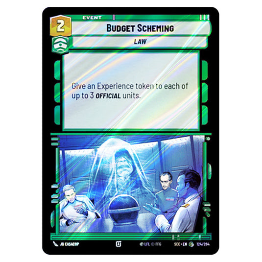 Budget Scheming card from the Star Wars Unlimited Set Secrets of Power