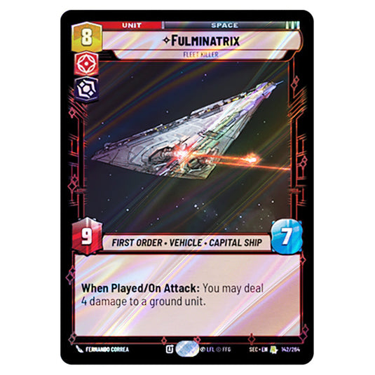 Fulminatrix Fleet Killer card from the Star Wars Unlimited Set Secrets of Power